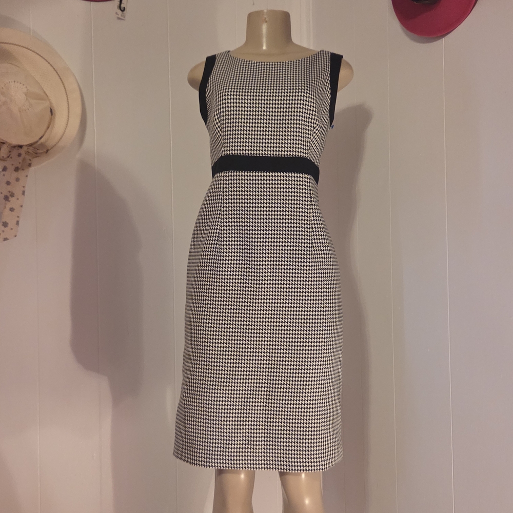Essentials Black and White Sheath Midi Dress